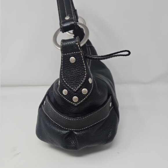 Vintage Kenneth Cole Reaction Black Pebble Leather Hobo Satchel Shoulder Purse - Picture 3 of 8
